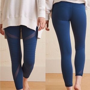 Aerie Blue Moto Leggings Size Small ⅞-Length High-Rise Medium Support Sheer Mesh